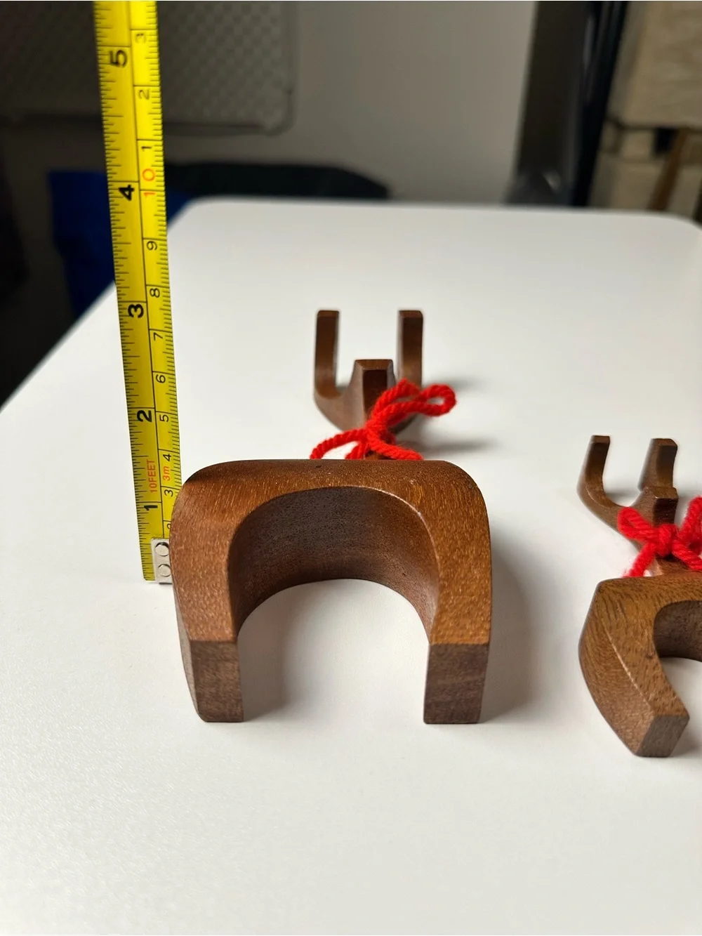 Vintage MCM Scandinavian/Danish-style Wooden Reindeer Mother & Fawn Figurine Set